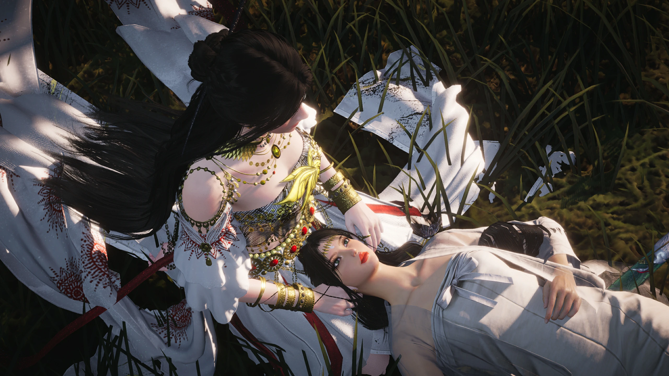 Ye Yu comforting Yulian on her lap