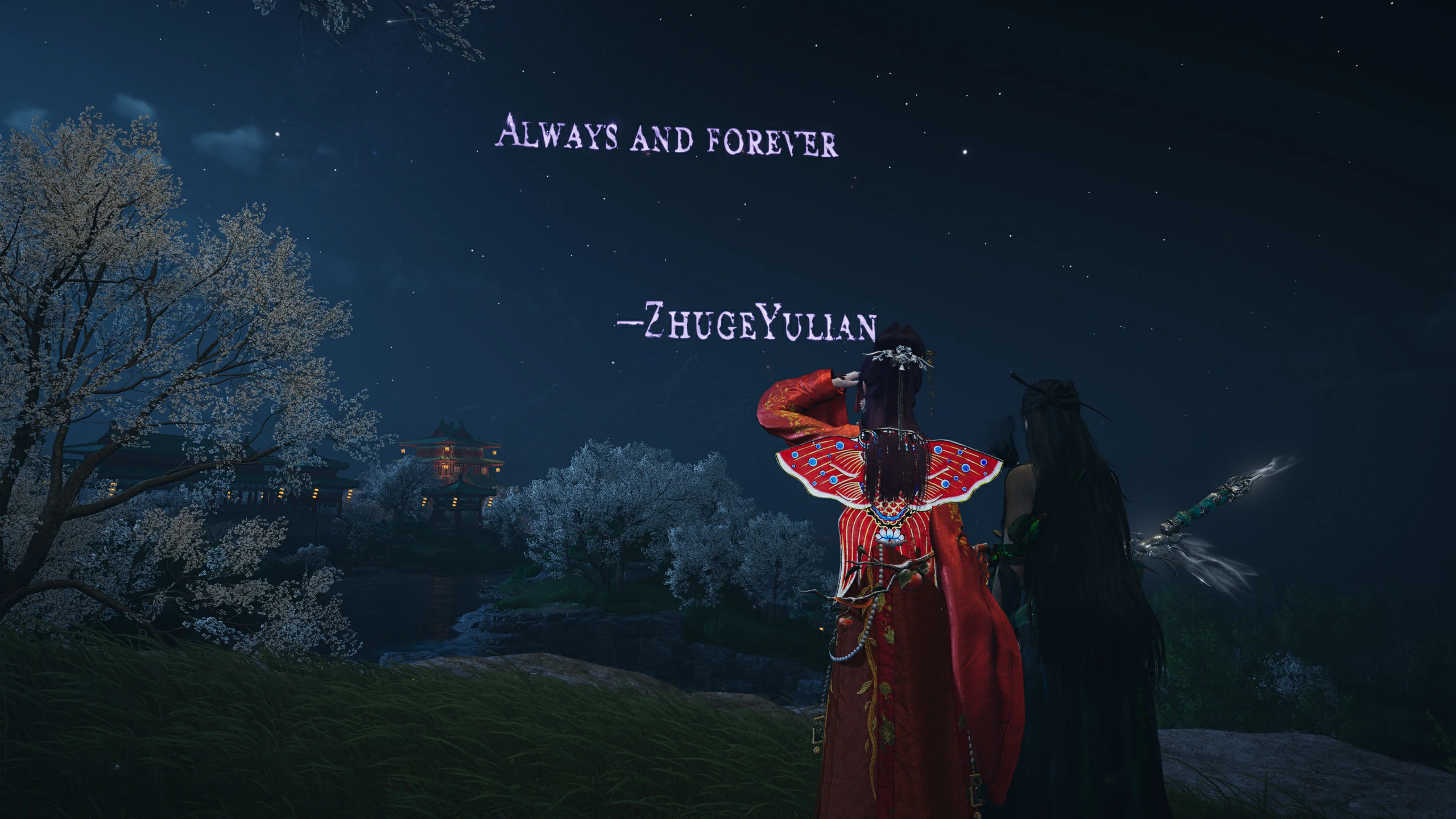Ye Yu under fireworks with Yulian