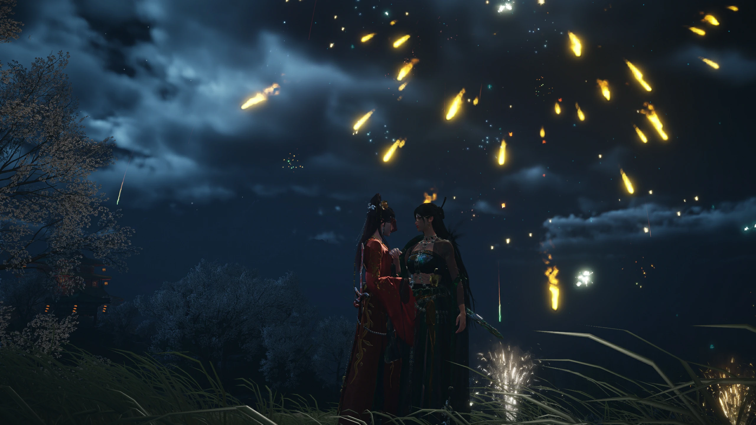 Ye Yu under fireworks with Yulian