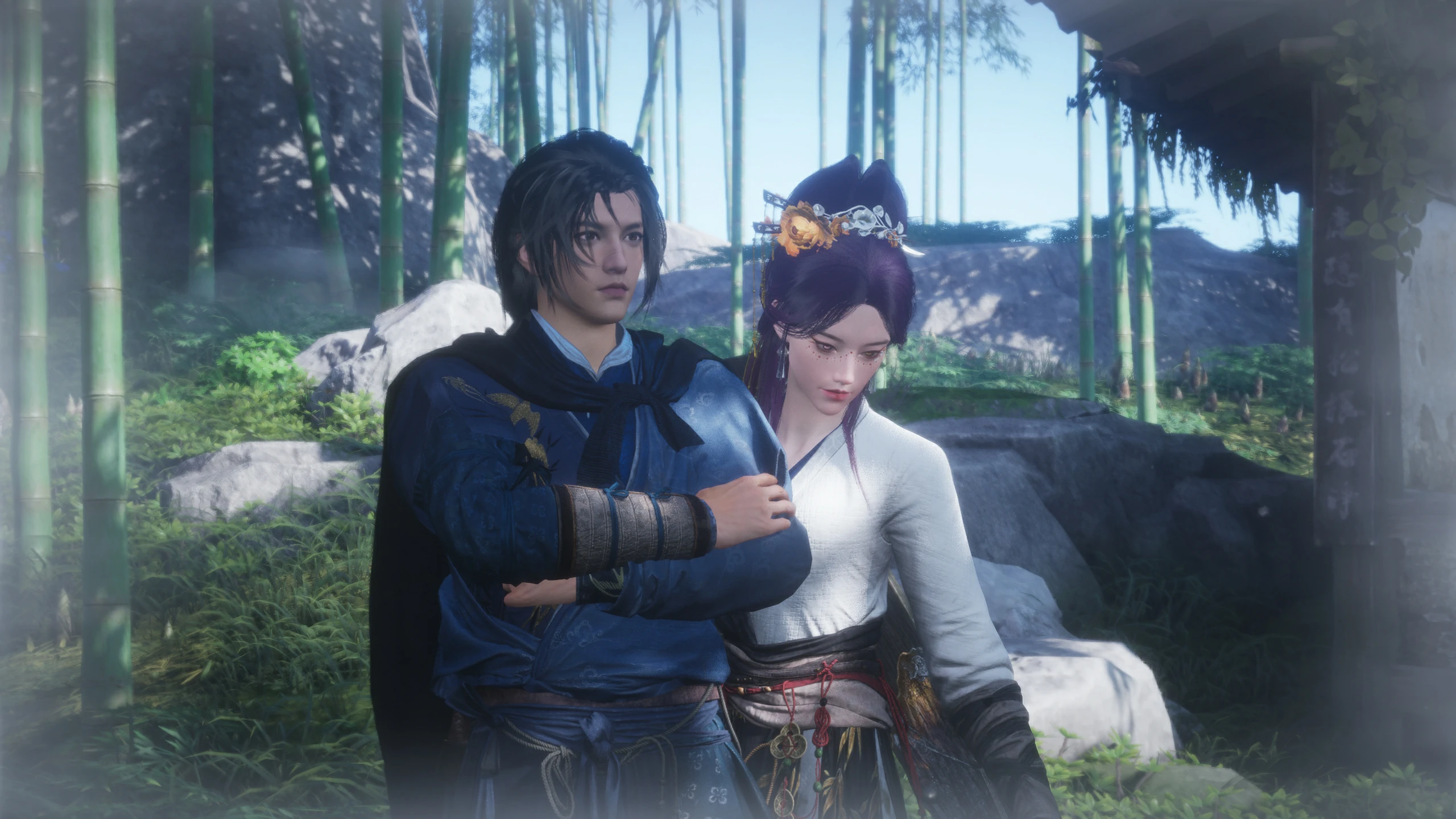 Ye Yu and Madam Qi watching people dance