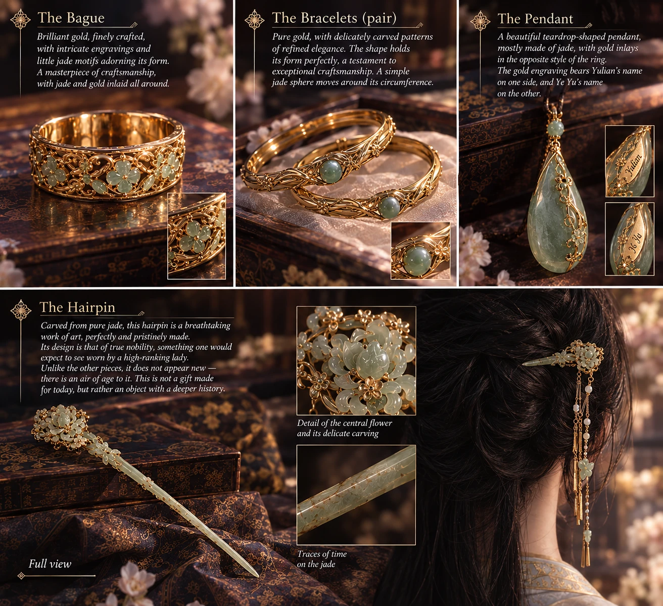 Yulian's gifts for Ye Yu, exquisite jewelries made of gold and jade